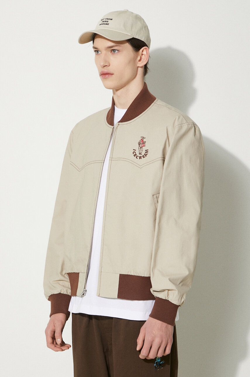 Μπουφάν bomber ICECREAM Western Bomber ανδρικό, χρώμα: μπεζ, IC24202