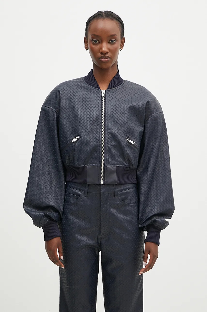 Μπουφάν bomber Rotate Cropped Braided γυναικείο, χρώμα: ναυτικό μπλε, 1128572318