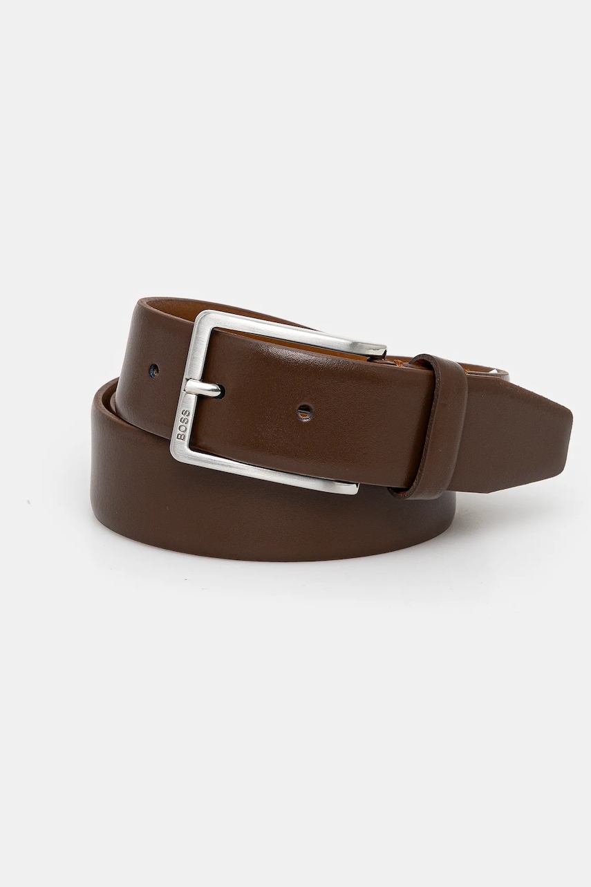 Δερμάτινη ζώνη BOSS χρώμα: καφέ