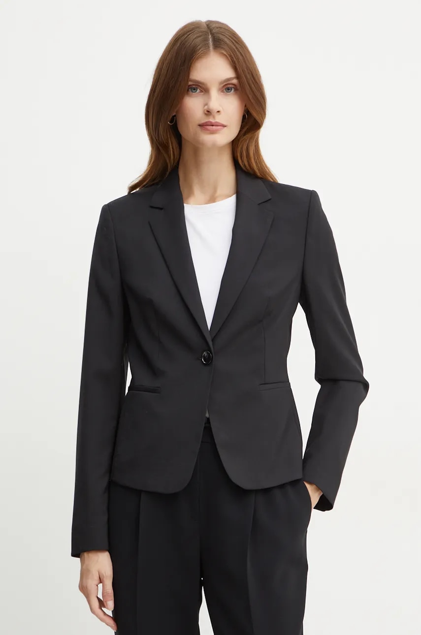 Μάλλινο σακάκι BOSS χρώμα: μαύρο, 50490020