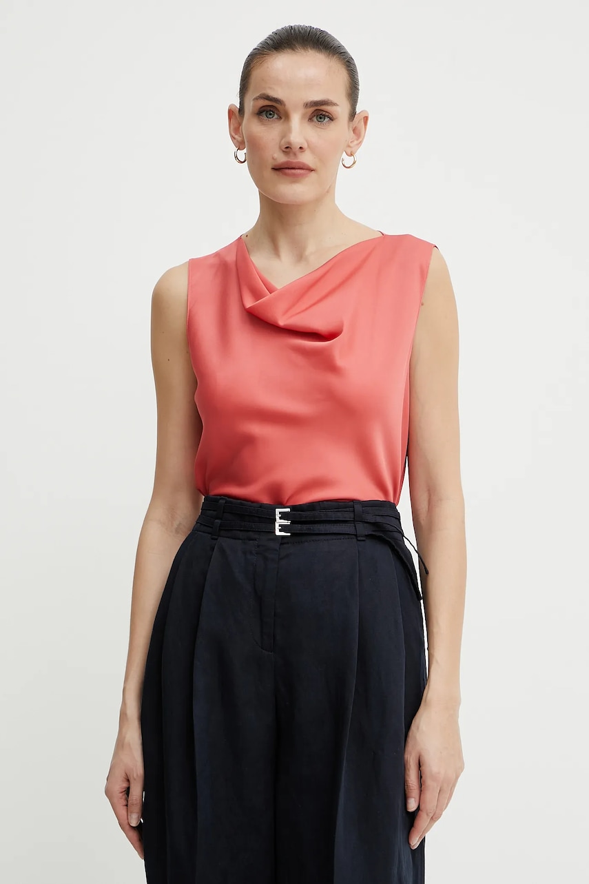 Μεταξωτή μπλούζα BOSS γυναικεία, χρώμα: ροζ, 50537652