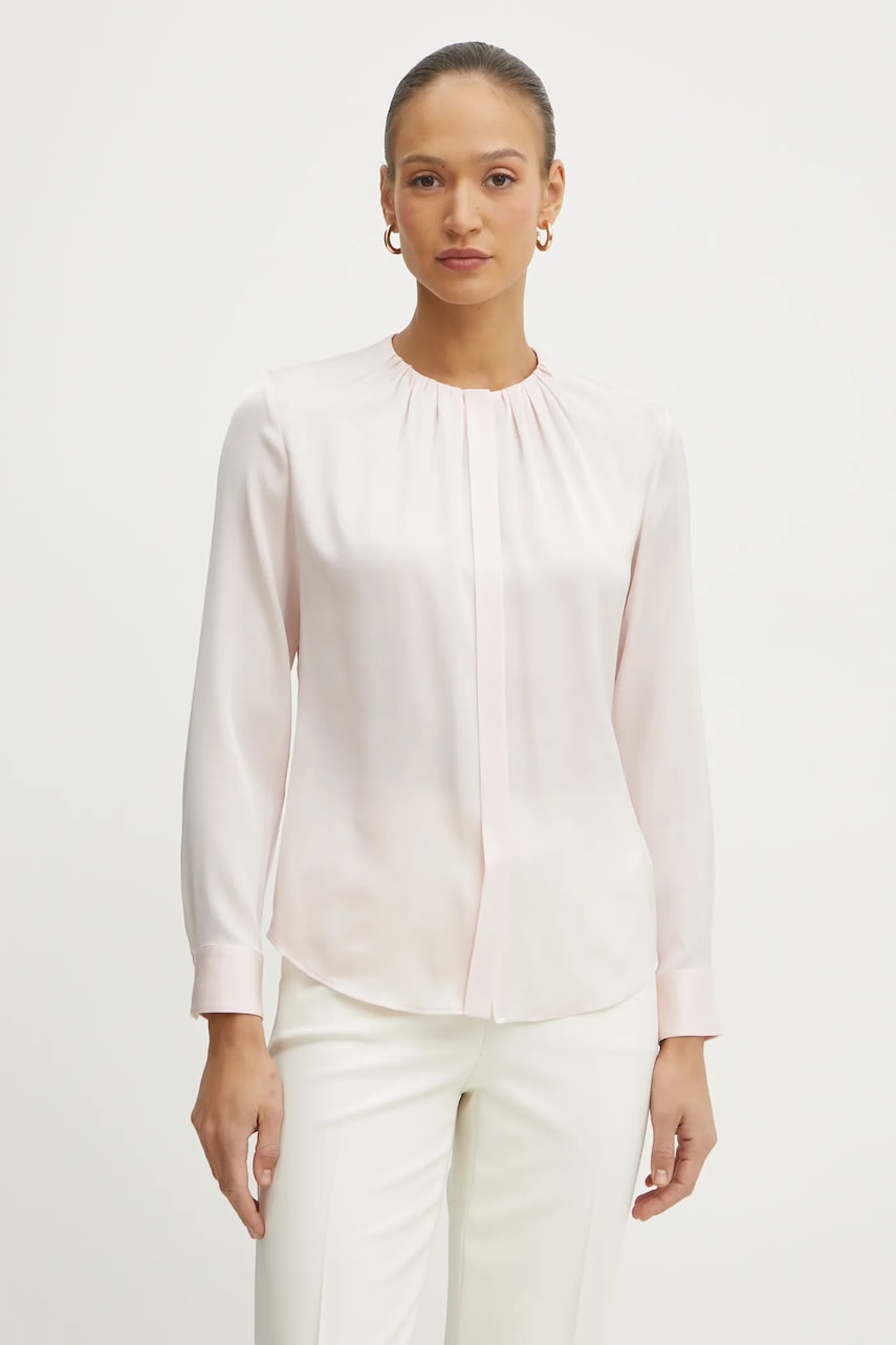 Μεταξωτό πουκάμισο BOSS χρώμα: ροζ, 50538481