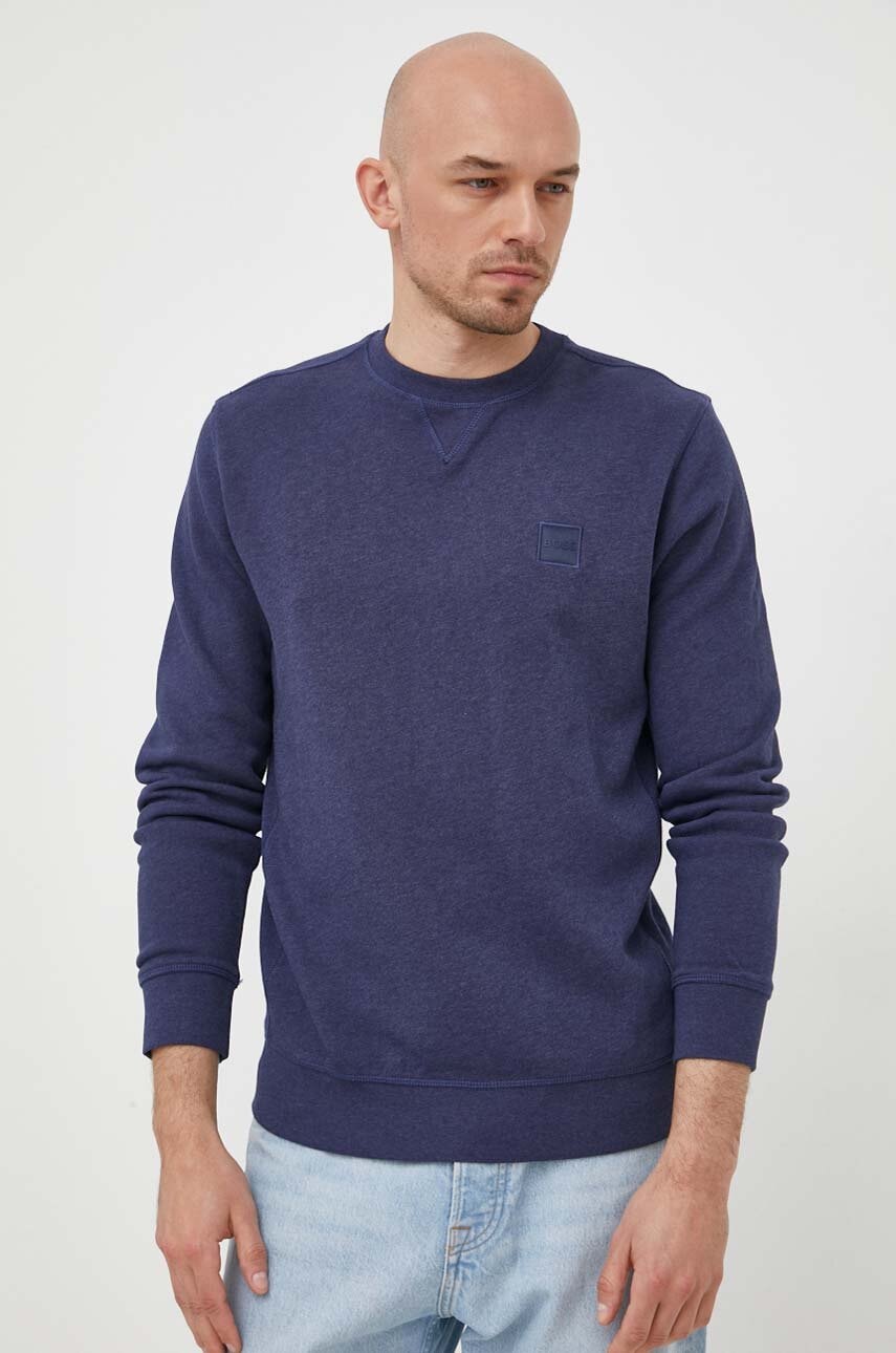 Βαμβακερή μπλούζα BOSS BOSS CASUAL χρώμα: ναυτικό μπλε