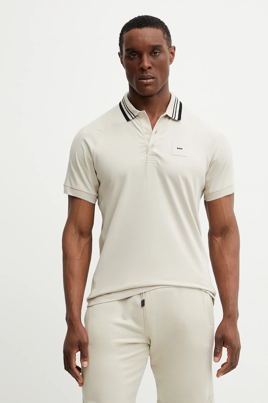 Πόλο BOSS Green χρώμα: μπεζ, 50538176