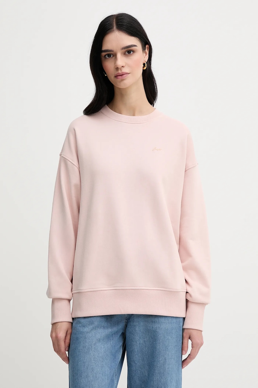 Βαμβακερή μπλούζα BOSS Orange γυναικεία, χρώμα: ροζ, 50534821