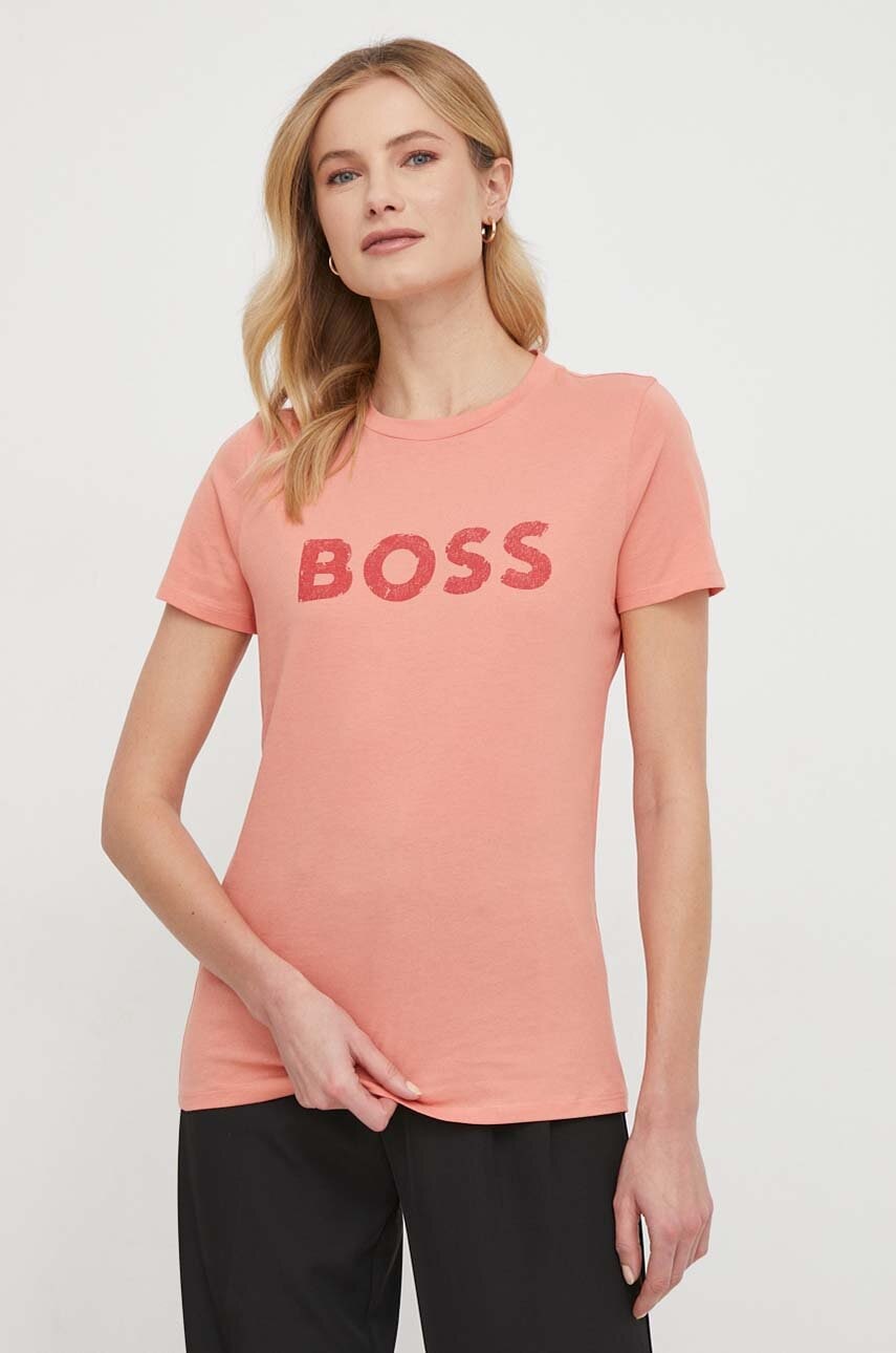 Βαμβακερό μπλουζάκι Boss Orange BOSS ORANGE γυναικείο, χρώμα: κόκκινο