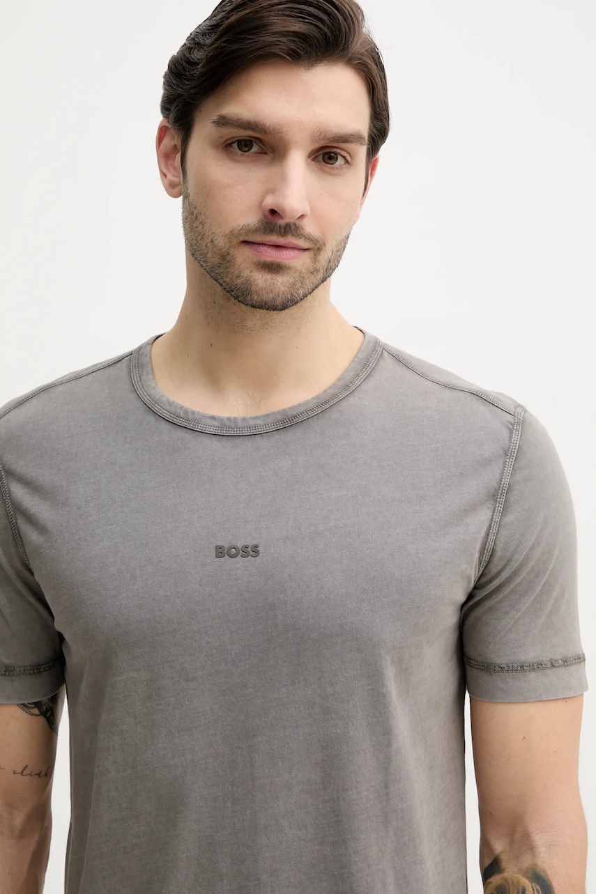 Βαμβακερό μπλουζάκι BOSS Orange BOSS ORANGE ανδρικό, χρώμα: μπεζ, 50502173