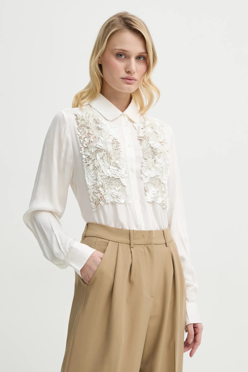 Πουκάμισο Bruuns Bazaar χρώμα: μπεζ, BBW4374