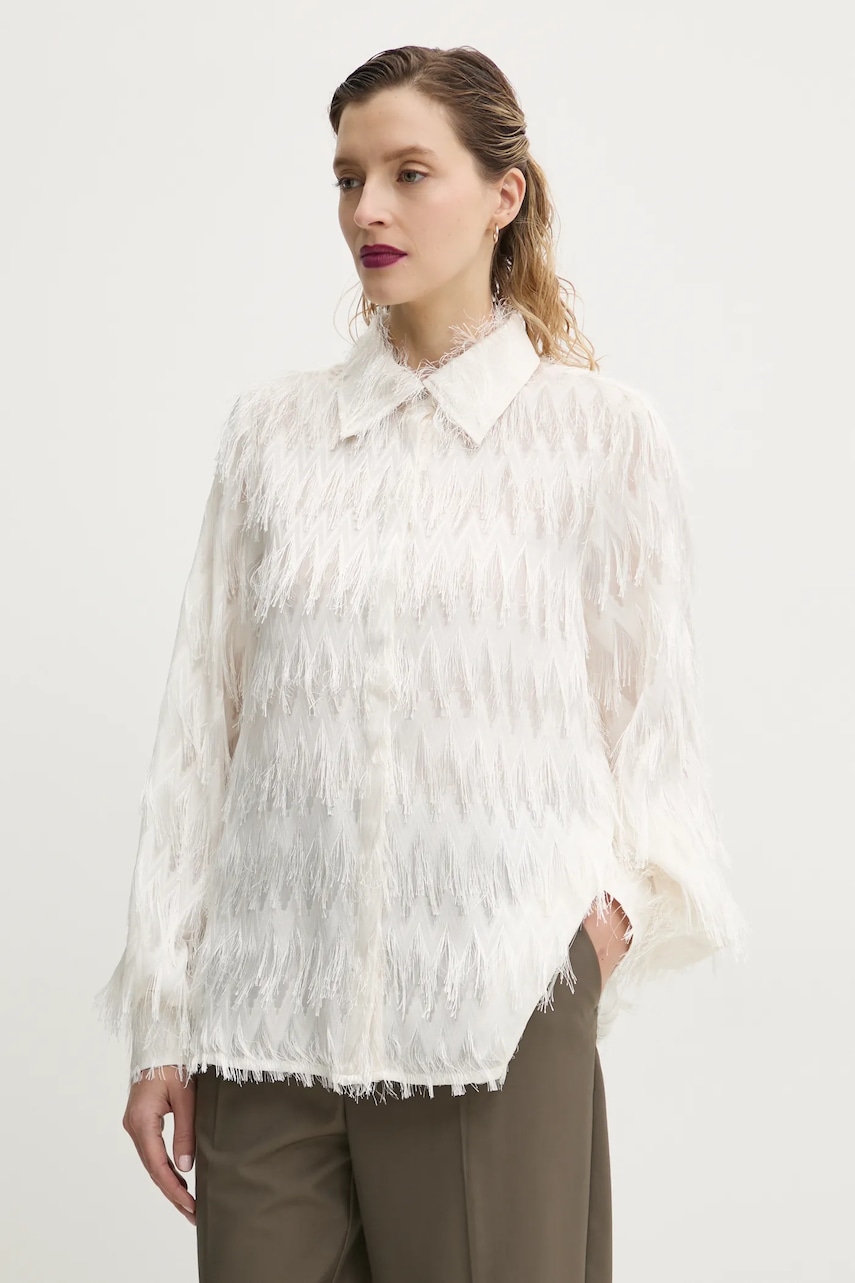 Πουκάμισο Bruuns Bazaar χρώμα: μπεζ, BBW4397