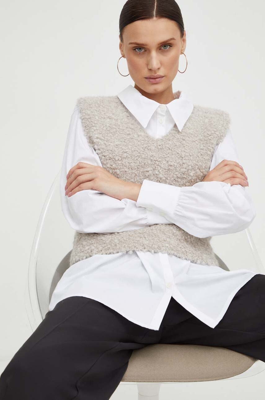 Μάλλινο γιλέκο By Malene Birger χρώμα: μπεζ