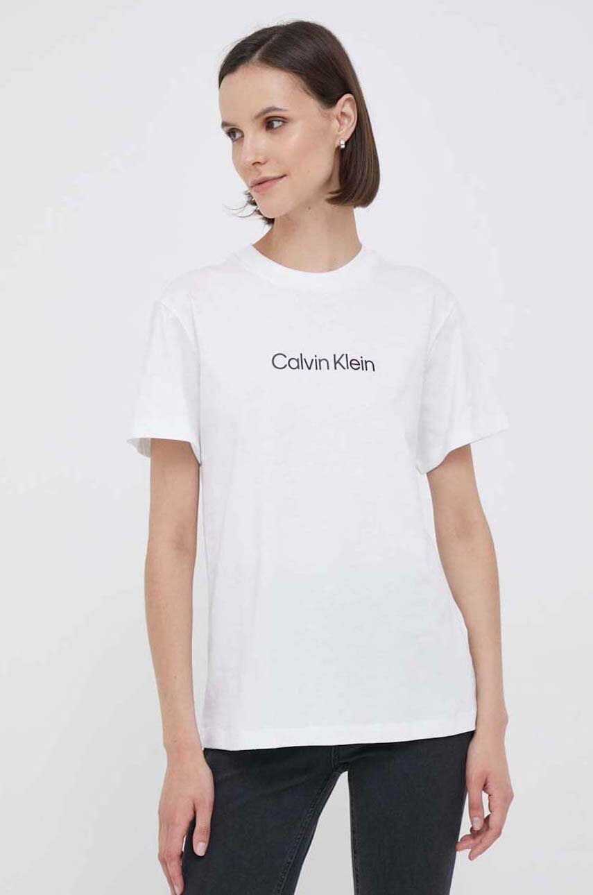 Βαμβακερό μπλουζάκι Calvin Klein χρώμα: άσπρο
