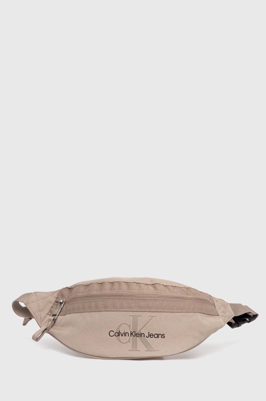 Τσάντα φάκελος Calvin Klein Jeans χρώμα: μπεζ