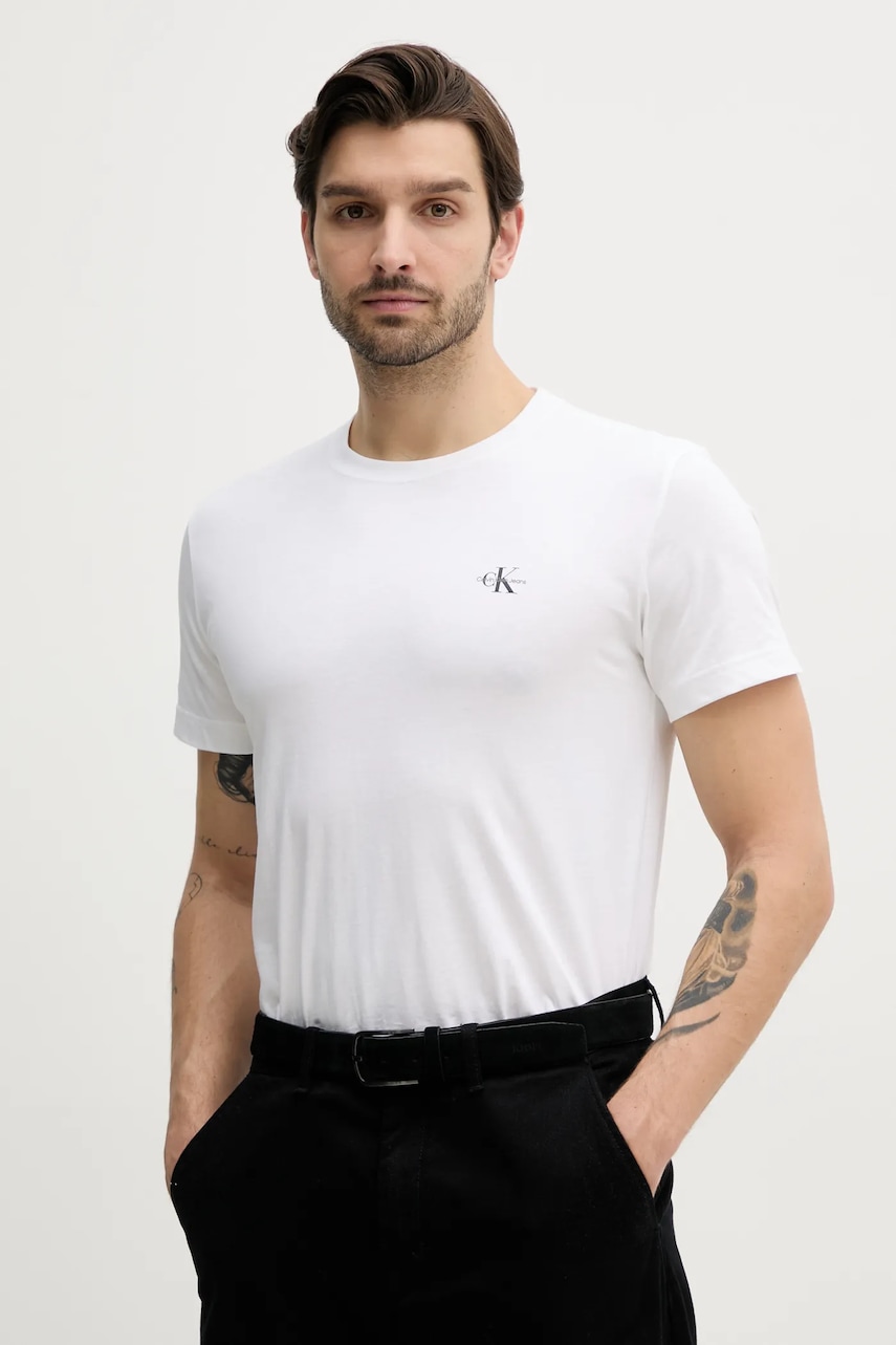 Βαμβακερό μπλουζάκι Calvin Klein Jeans 2-pack ανδρικά, χρώμα: πράσινο