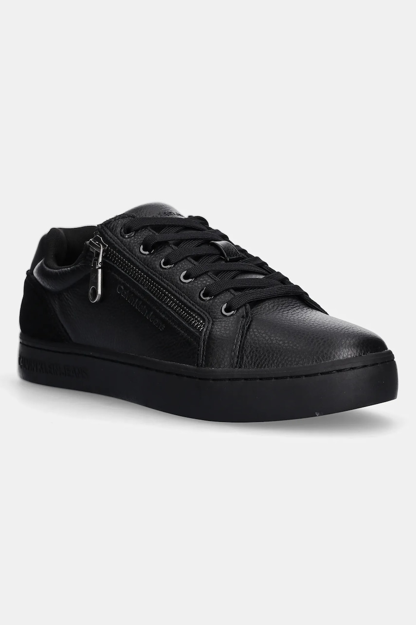 Δερμάτινα αθλητικά παπούτσια Calvin Klein Jeans CLASSIC CUPSOLE ZIP LOW IN χρώμα: μαύρο, YM0YM01254