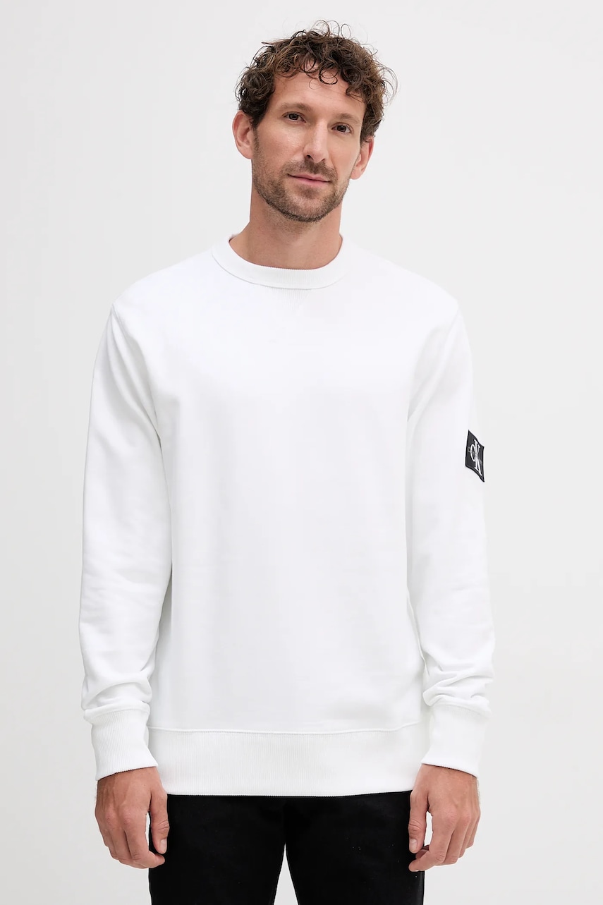 Βαμβακερή μπλούζα Calvin Klein Jeans χρώμα: μπεζ, J30J323426