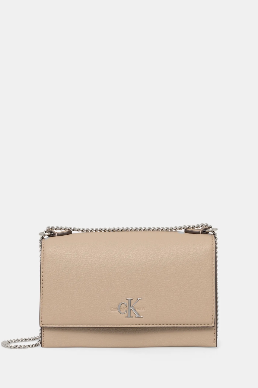 Τσάντα Calvin Klein Jeans χρώμα: μπεζ, K60K612233