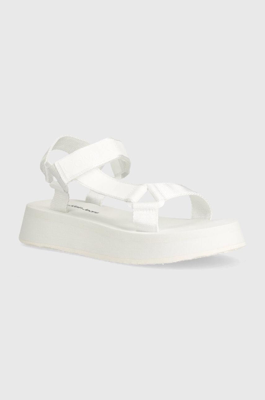 Σανδάλια Calvin Klein Jeans SANDAL VELCRO WEBBING DC SANDAL VELCRO WEBBING DC χρώμα: άσπρο, YW0YW01353 YW0YW01353