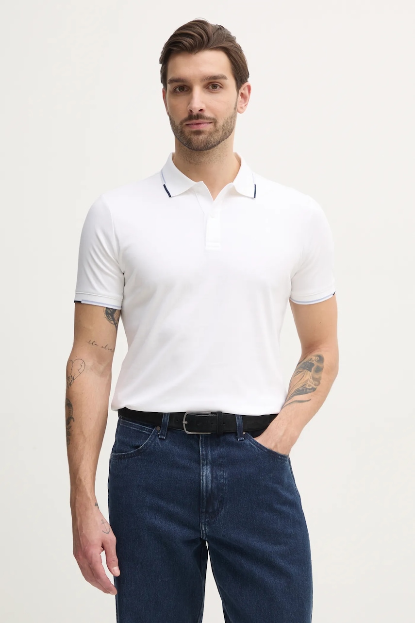 Βαμβακερό μπλουζάκι πόλο Calvin Klein χρώμα: άσπρο, K10K114130