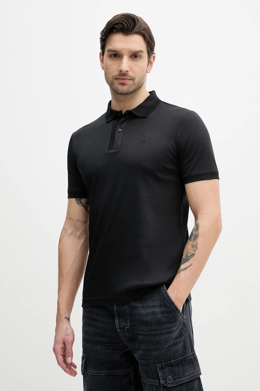 Βαμβακερό μπλουζάκι πόλο Calvin Klein χρώμα: μαύρο, K10K114135