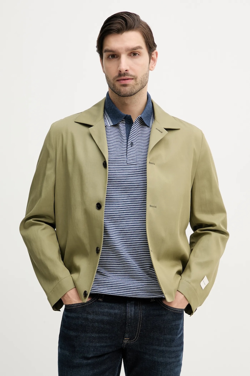 Σακάκι με λινό μείγμα Calvin Klein χρώμα: πράσινο, K10K114392