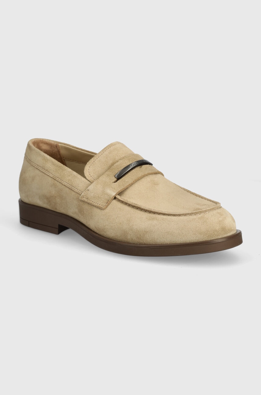 Μοκασίνια σουέτ Calvin Klein MOCCASIN SUEDE χρώμα: μπεζ, HM0HM01469