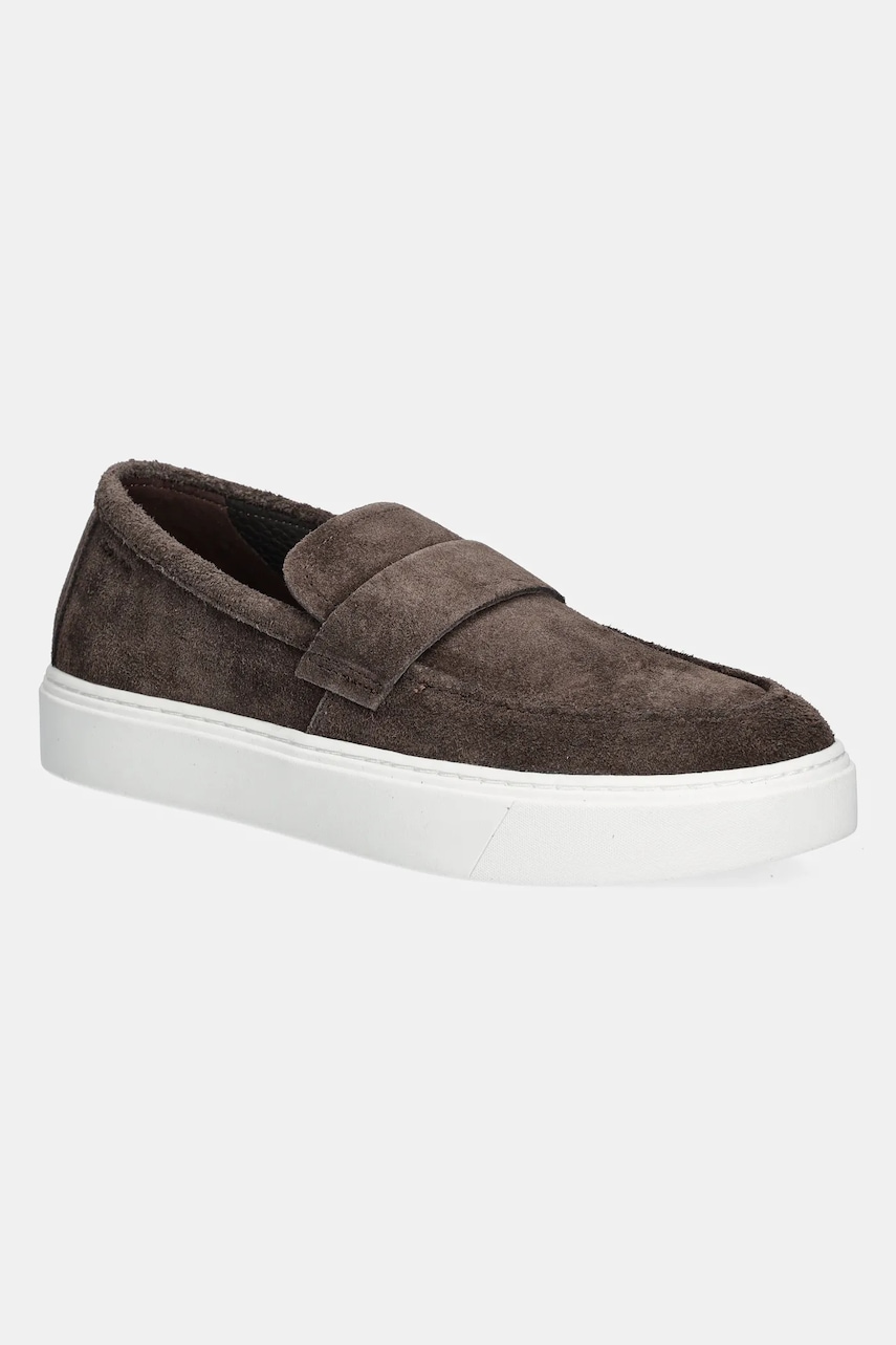Μοκασίνια σουέτ Calvin Klein MOCCASIN SUE UNLINED χρώμα: καφέ, HM0HM01819