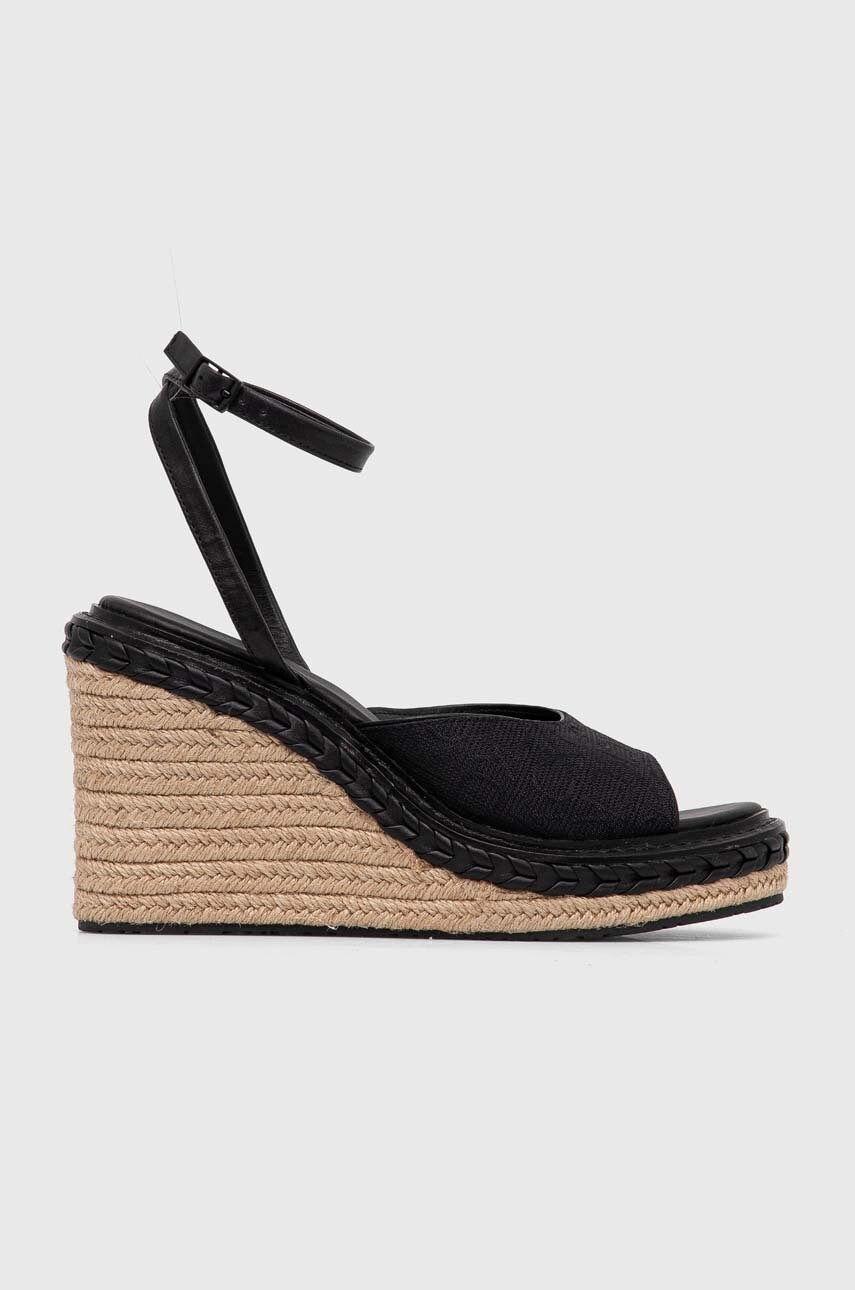 Σανδάλια Calvin Klein WEDGE SANDAL 70 MONOCQ χρώμα: μαύρο, HW0HW01961