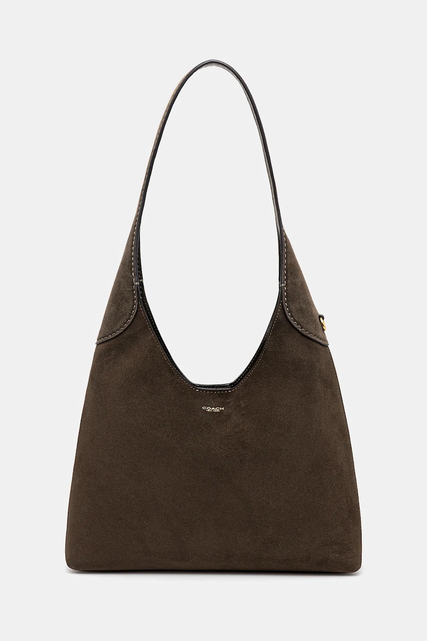 Τσάντα σουέτ Coach Brooklyn χρώμα: πράσινο, CW637