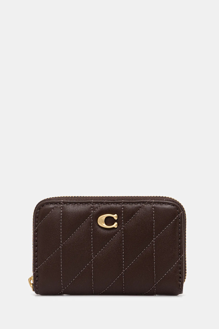 Δερμάτινο πορτοφόλι Coach χρώμα: μοβ, CM505