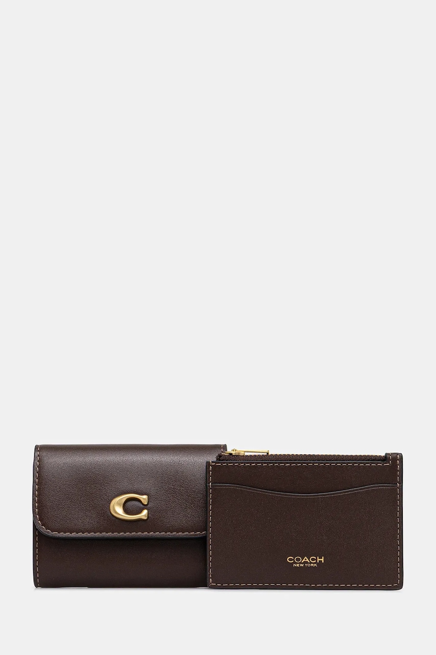 Δερμάτινο πορτοφόλι Coach χρώμα: μαύρο, CZ111