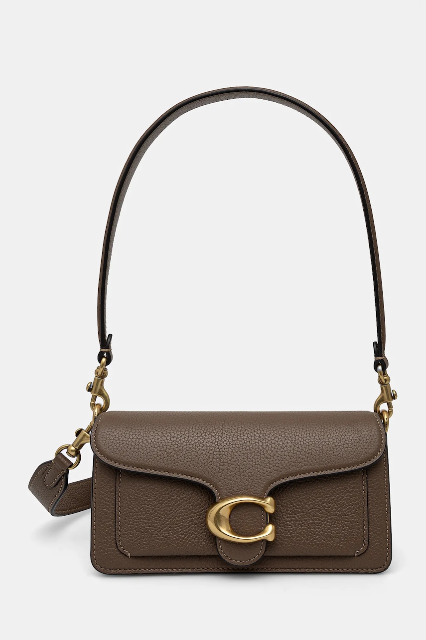 Δερμάτινη τσάντα Coach Tabby χρώμα: μπεζ, CY201