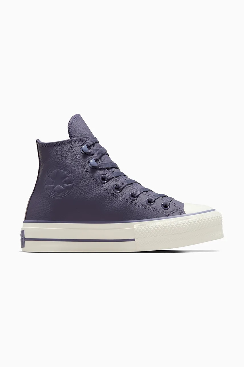 Δερμάτινα ελαφριά παπούτσια Converse Chuck Taylor All Star Lift χρώμα: μοβ, A11159C