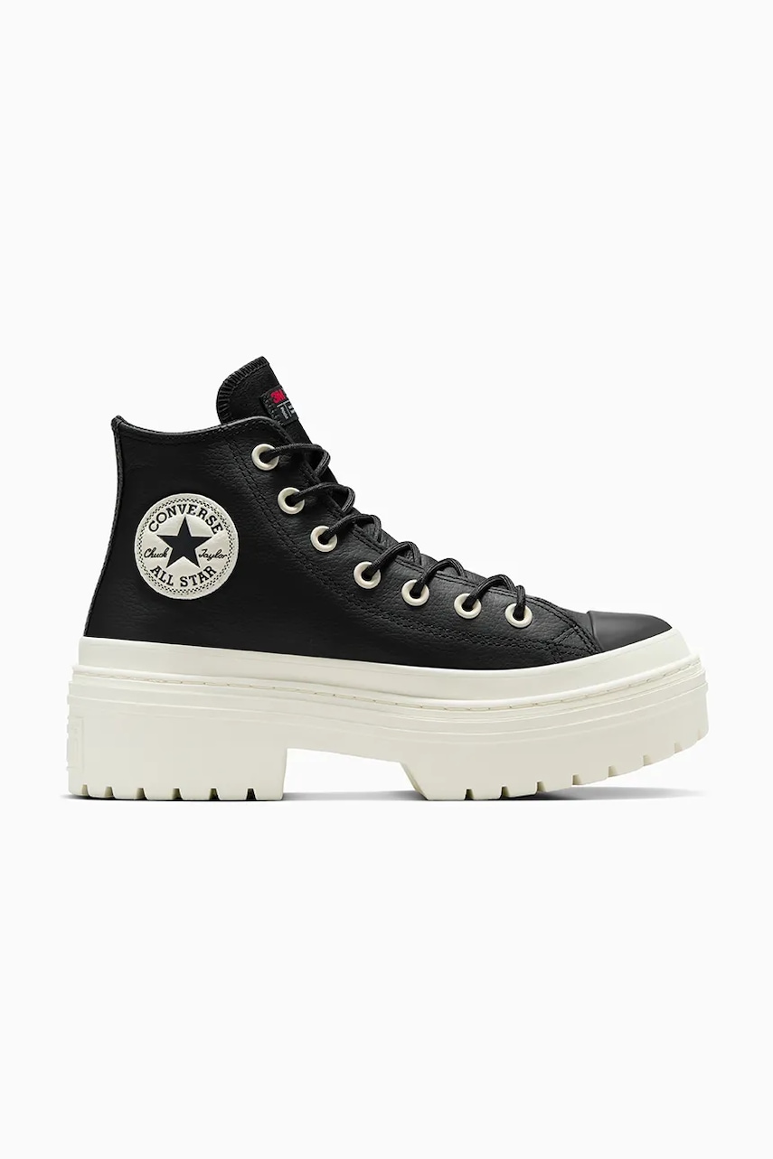 Δερμάτινα ελαφριά παπούτσια Converse Chuck Taylor All Star Lugged Heel χρώμα: μαύρο, A12328C