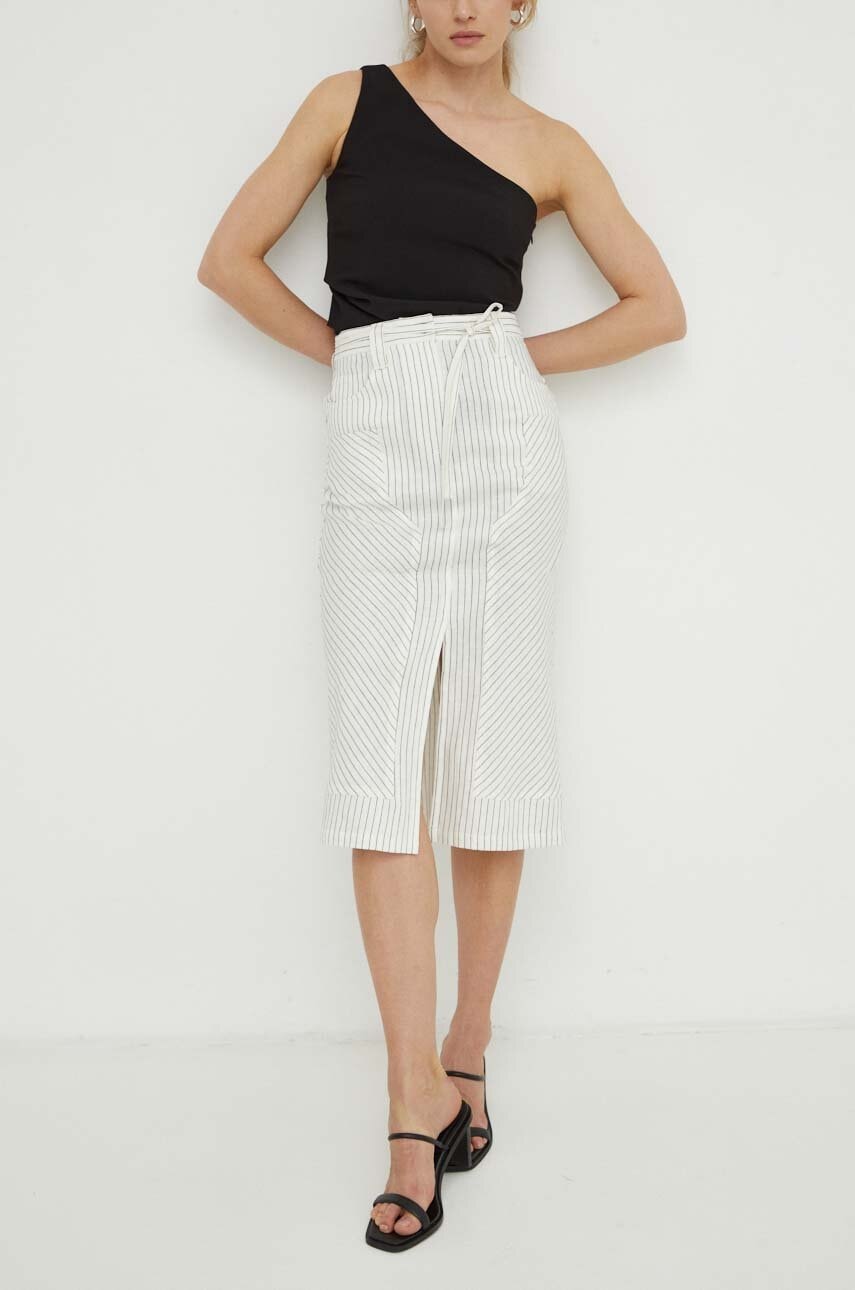 Λινή φούστα Day Birger et Mikkelsen χρώμα: άσπρο