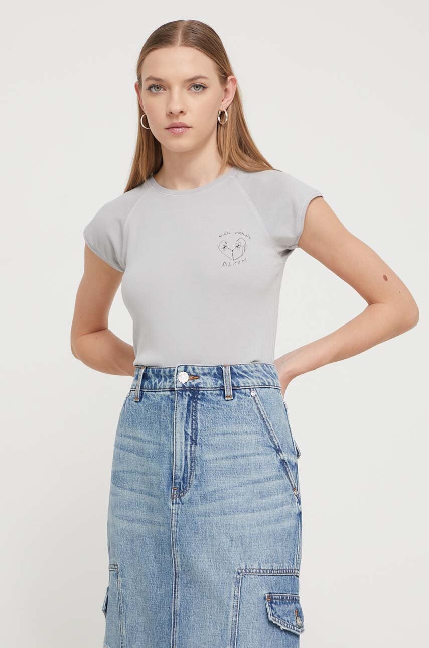 Μπλουζάκι Desigual χρώμα: γκρι