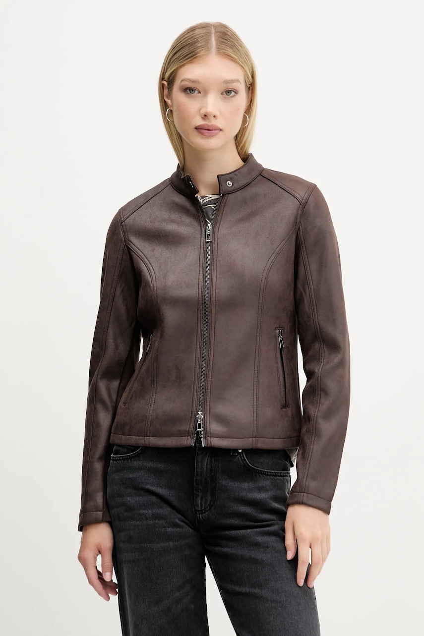 Μπουφάν Desigual BASIC χρώμα: καφέ, 25WWEW43