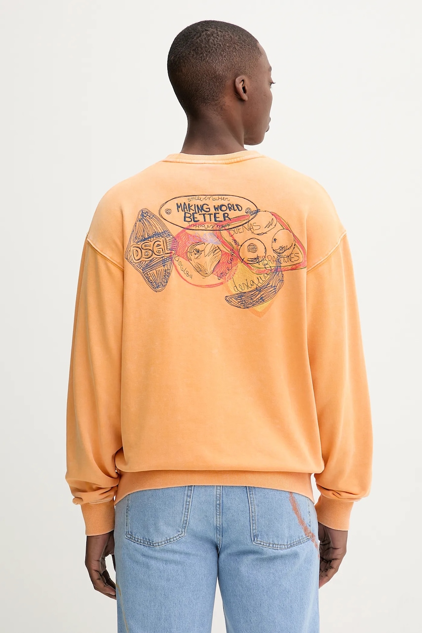 Βαμβακερή μπλούζα Desigual BUDA χρώμα: πορτοκαλί, 25WMSK02