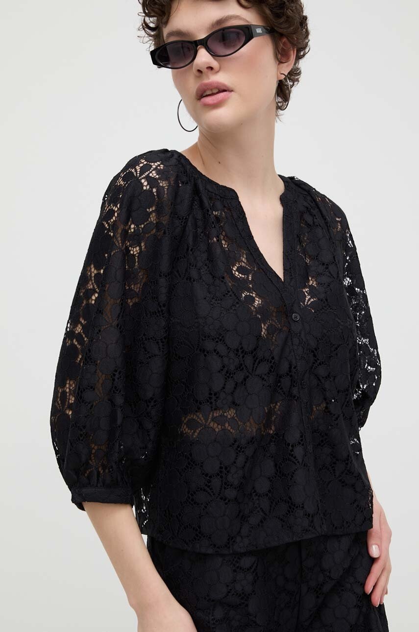 Πουκάμισο Desigual DHARMA χρώμα: μαύρο, 24SWBW02