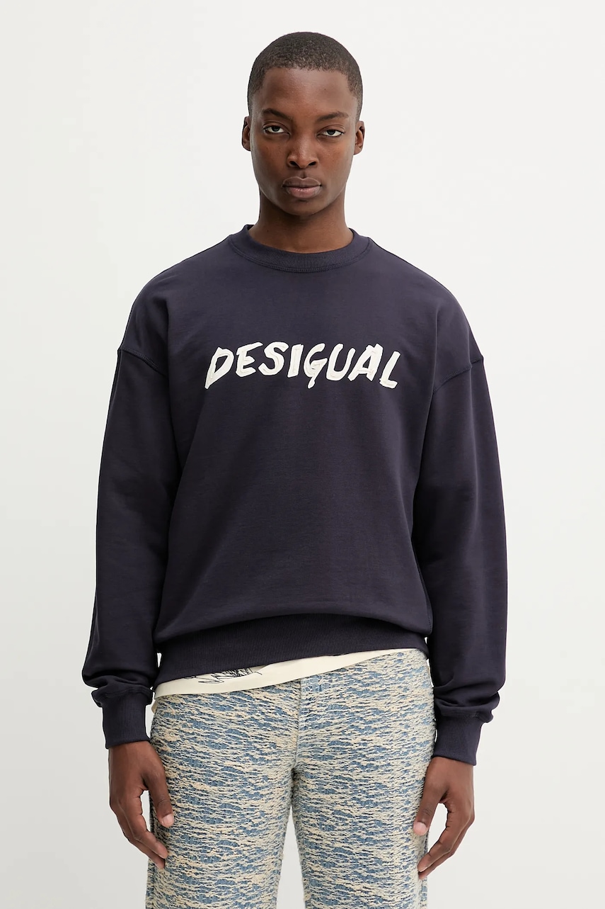 Βαμβακερή μπλούζα Desigual PHIL χρώμα: ναυτικό μπλε, 25WMSK05