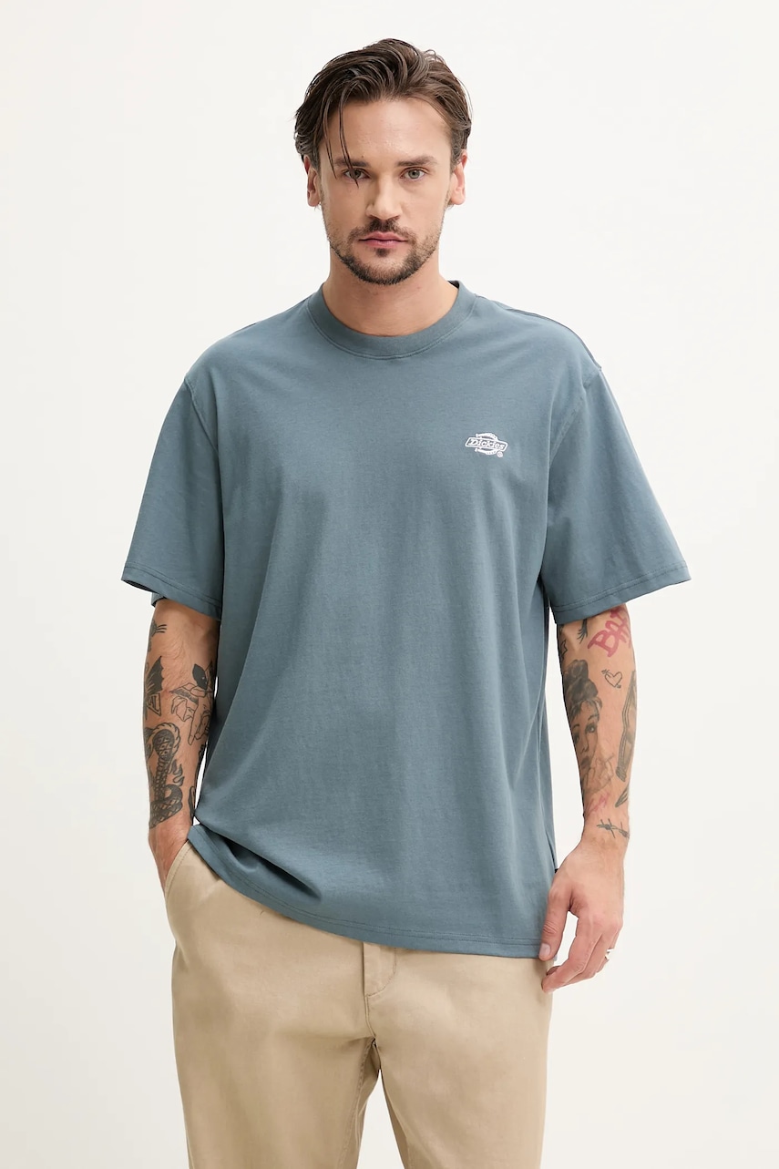 Βαμβακερό μπλουζάκι Dickies ανδρικό, χρώμα: μπλε, DK0A4YAIG701