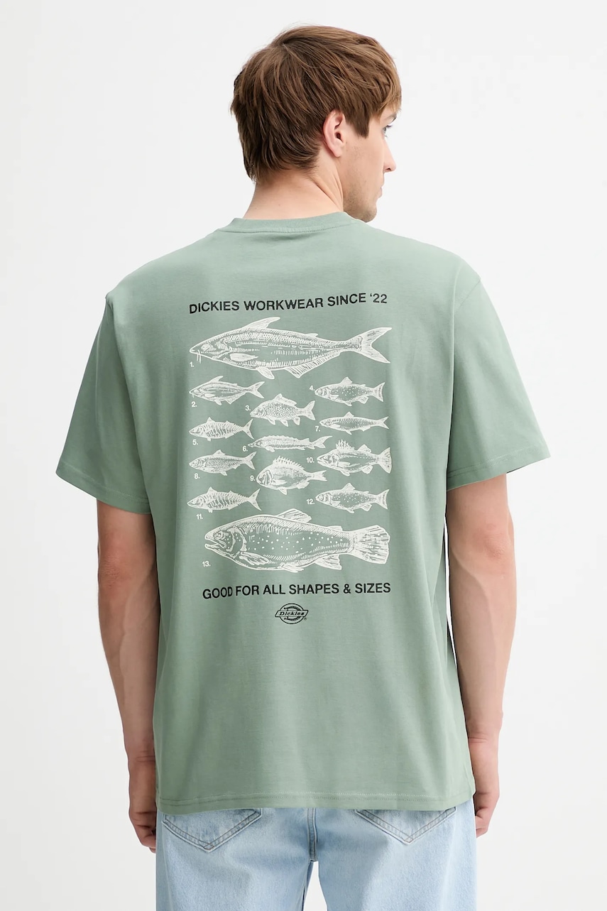 Βαμβακερό μπλουζάκι Dickies ανδρικό, χρώμα: πράσινο, DK0A87QG