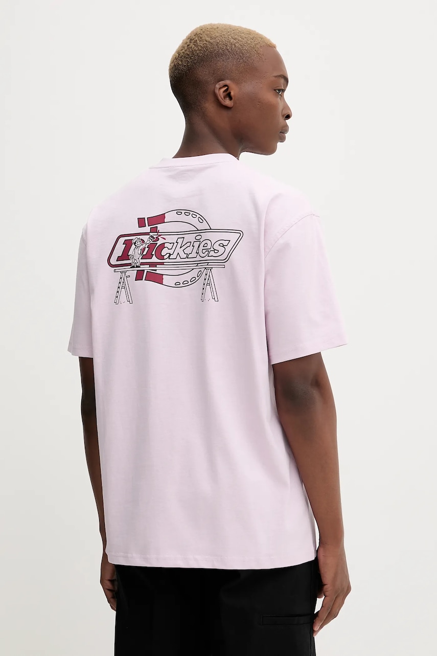 Βαμβακερό μπλουζάκι Dickies ανδρικό, χρώμα: μοβ, DK0A87QP