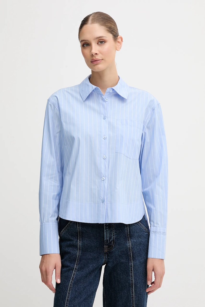 Βαμβακερό πουκάμισο Dkny χρώμα: μπλε, DJ5W2129