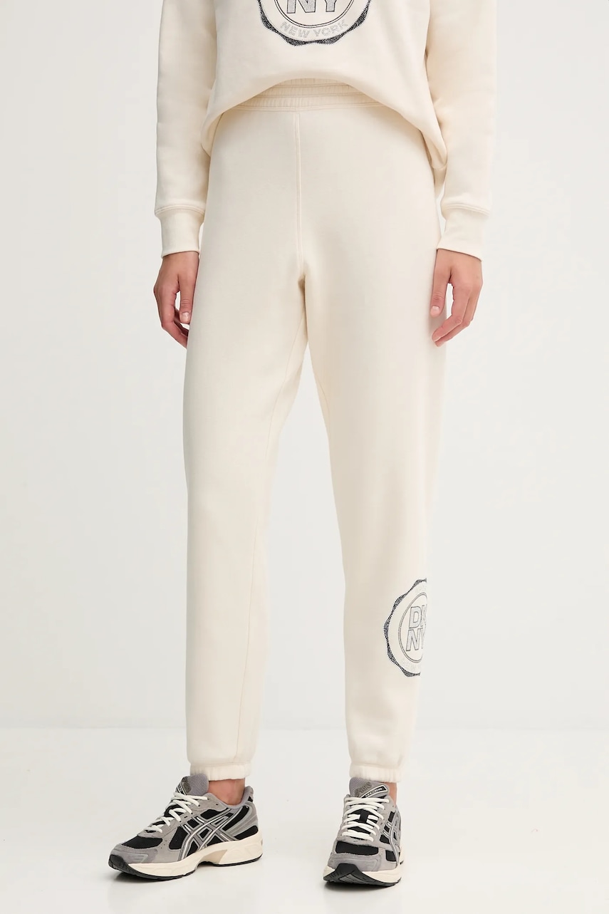 Παντελόνι φόρμας Dkny χρώμα: μπεζ, DP5P3667