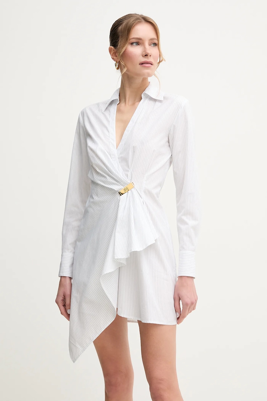 Βαμβακερό φόρεμα Elisabetta Franchi χρώμα: άσπρο, AB72551E2