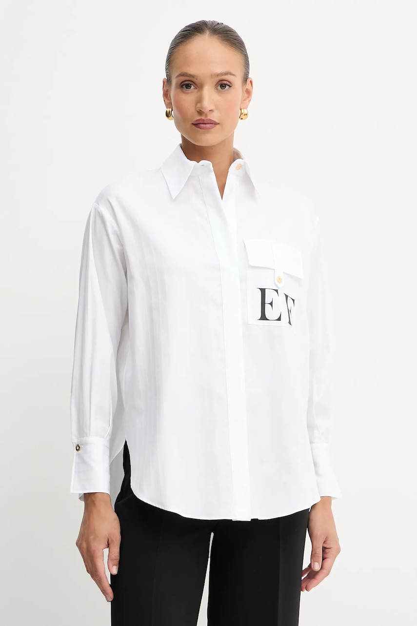 Βαμβακερό πουκάμισο Elisabetta Franchi χρώμα: άσπρο, CA12156E2