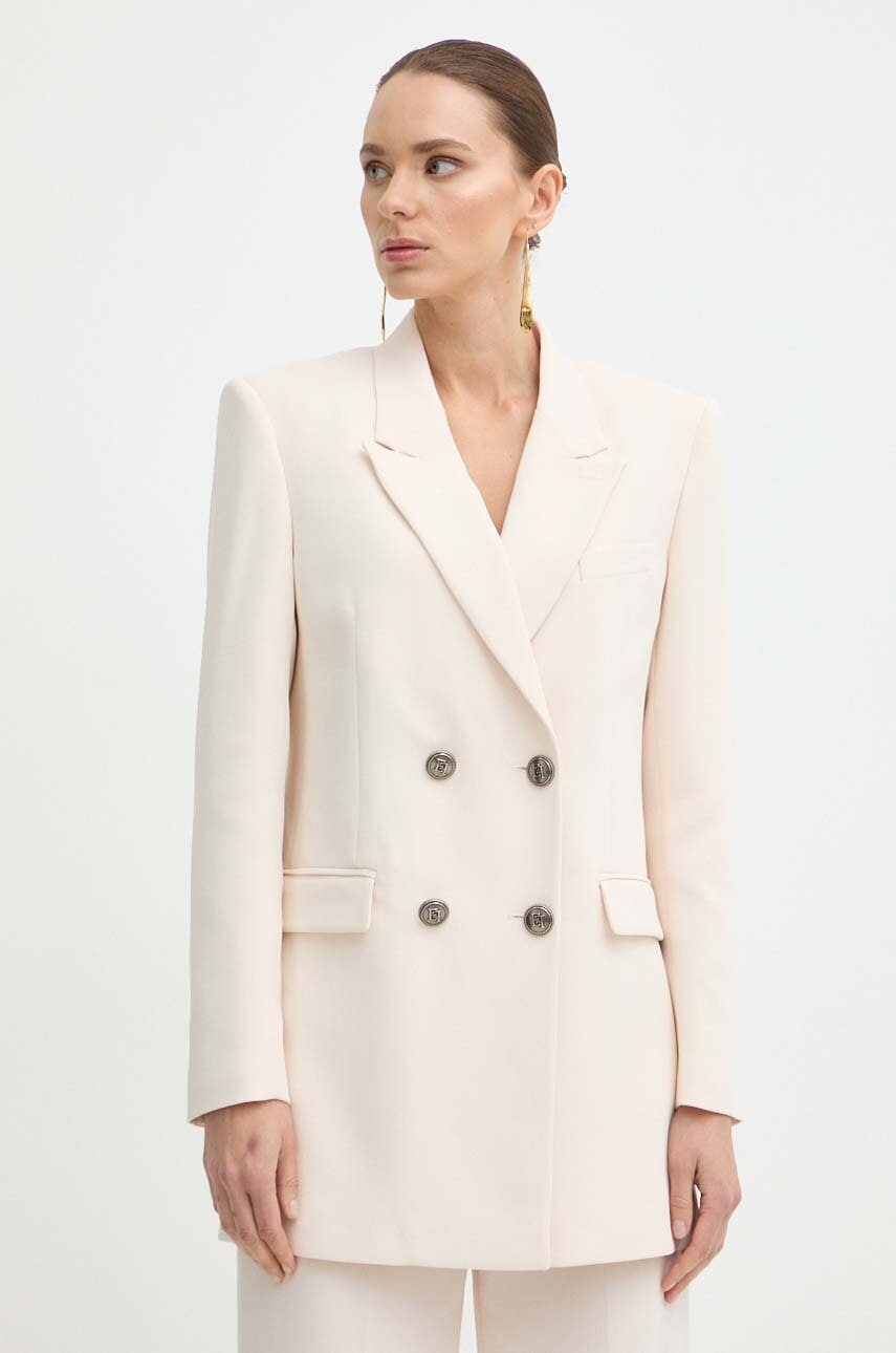 Σακάκι Elisabetta Franchi χρώμα: μπεζ, GI09542E2