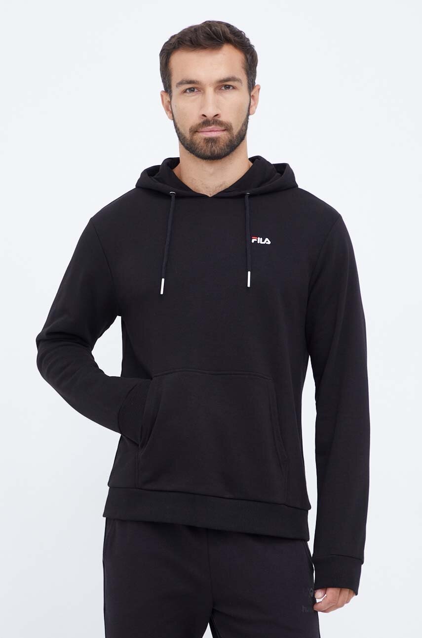 Μπλούζα Fila χρώμα: μαύρο, με κουκούλα