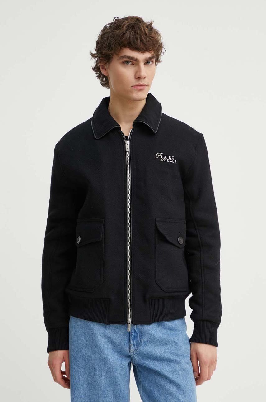 Μάλλινο μπουφάν Filling Pieces χρώμα: μαύρο, 78634101861