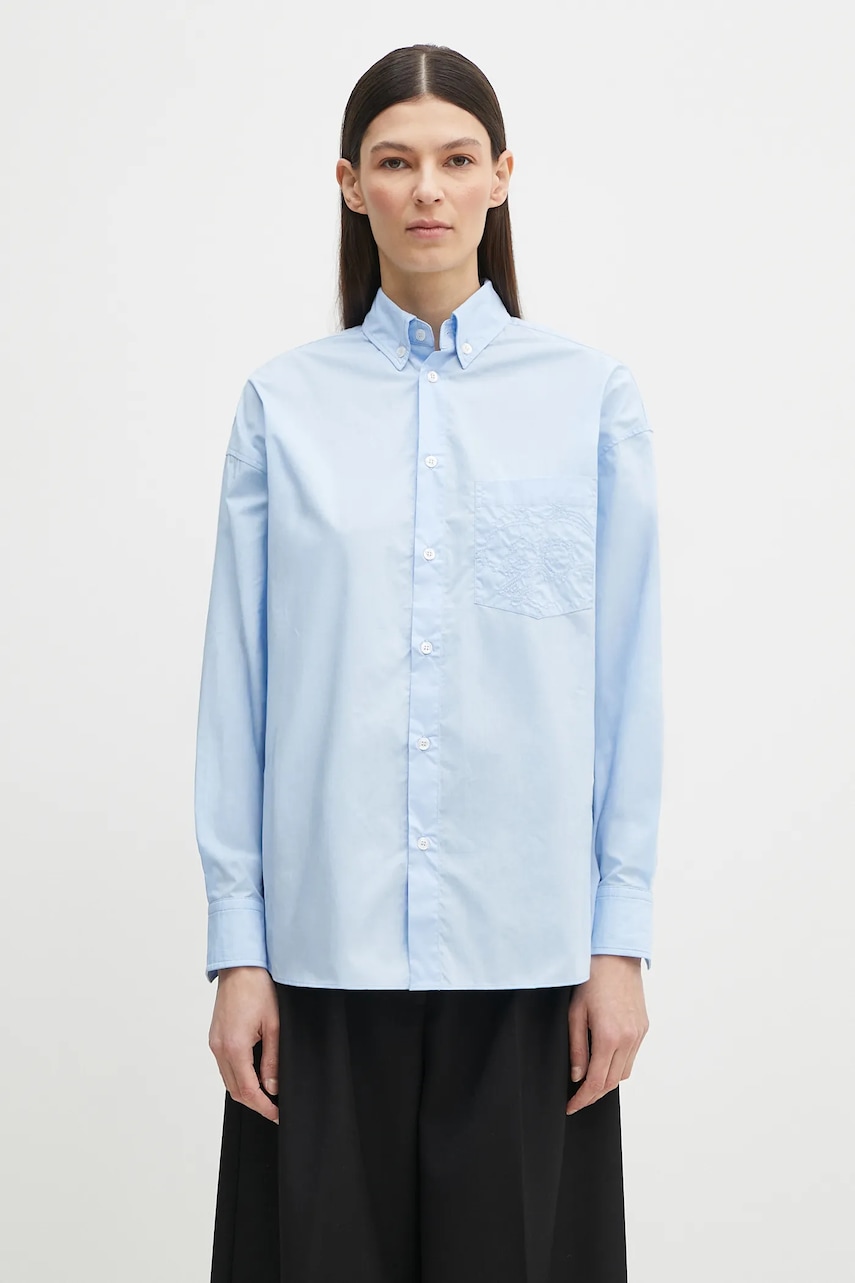 Βαμβακερό πουκάμισο Fiorucci Angel Embroidered Relaxed Fit χρώμα: μπλε, U02SPTLO055CO02BL02